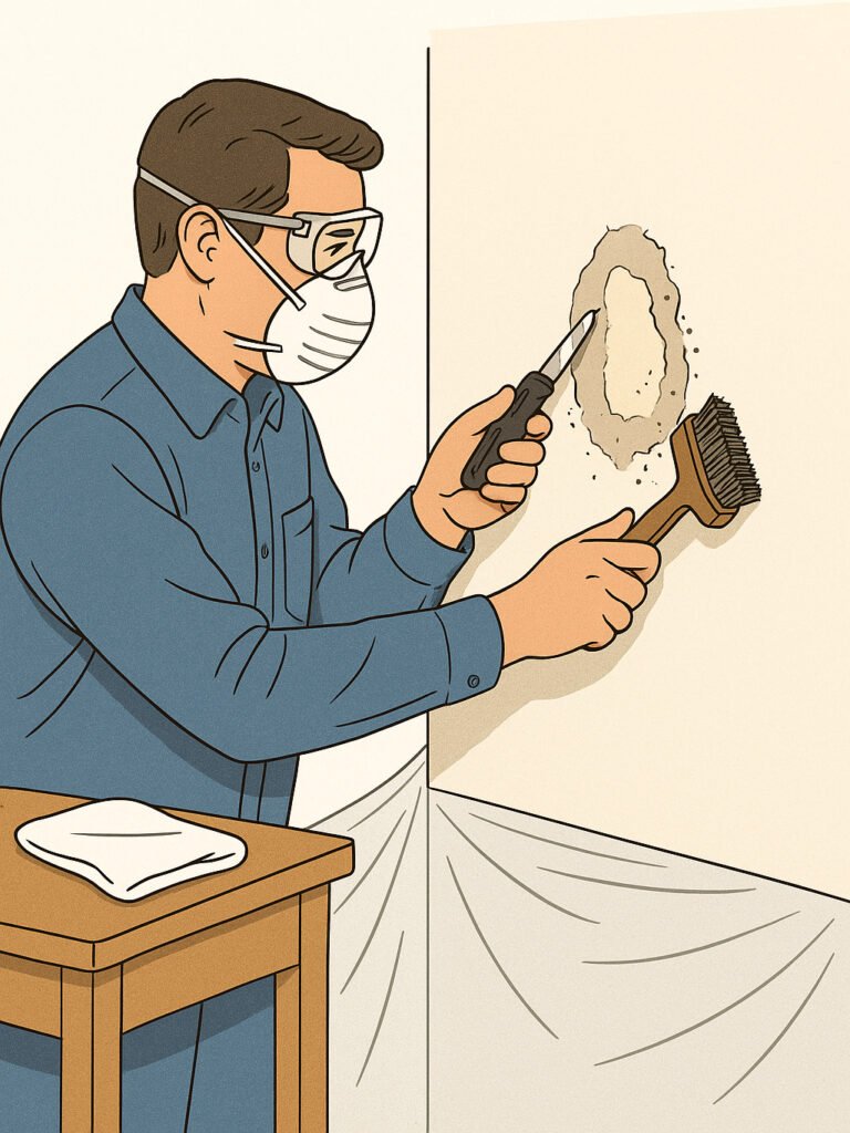 patching drywall - clean the area