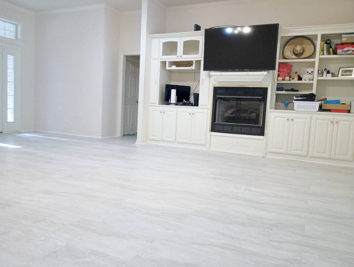 New flooring installed during a home remodeling project in East Texas