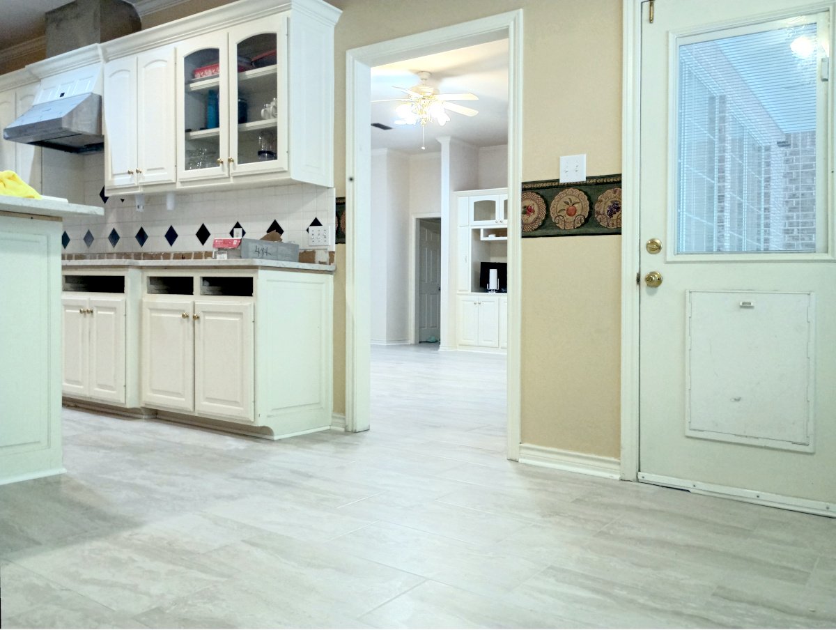 New flooring installed during a completed kitchen remodeling project in Tyler, TX