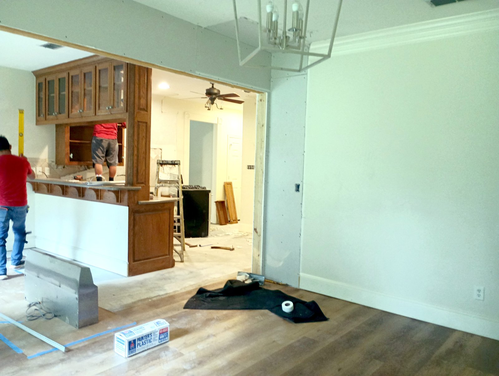 Structural support and drywall installation for an open-concept kitchen remodel in Tyler, TX